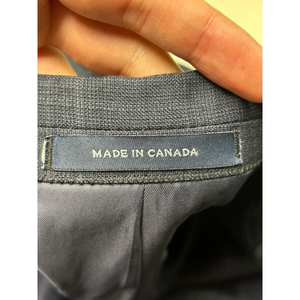 Ralph Lauren Mens 42L Wool Blazer Navy Blue Glen Plaid Sport Coat Made in Canada